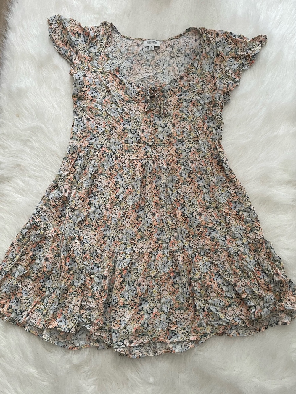 True Craft Floral Ruffle Mini Dress in Multi Colors - Picture 2 of 5